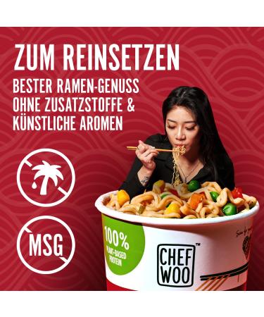 Chef Woo High Protein Ramen - Vegan Chicken Flavor | 20g Protein | Halal & Kosher | Instant Noodles | 12-Pack - Buy Online on GoSupps.com