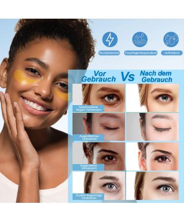 24K Gold Eye Pads - 60 Anti-Aging Masks for Dark Circles Puffiness & Wrinkles with Hyaluron & Collagen - Buy Online on GoSupps.com