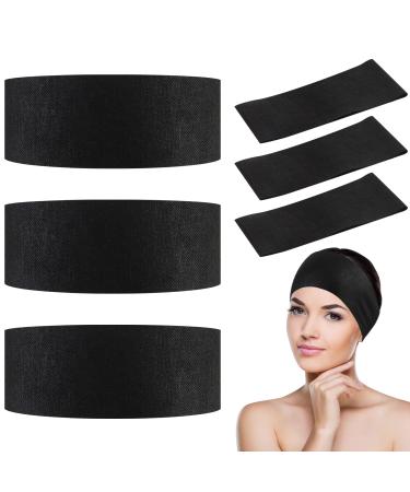 128 Pieces Disposable Spa Facial Headbands Stretch Non-Woven Facial Headband Soft Skin Care Hair Band with Convenient Closure for Women Girls Salons Esthetician Supplies  Black Large