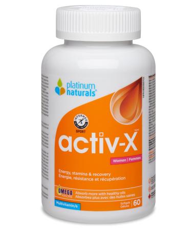 Platinum Naturals - Activ-X for Women 60 Softgels - Helps in Energy Production - Stamina and Recovery - Omega Absorb with Healthy Oils 60 count (Pack of 1)