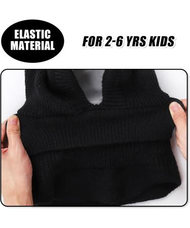 Fadcaer Winter Kids Hooded Scarf Set with Double Pom Pom | Warm Knitted Baby Balaclava for Boys and Girls | Fleece Lined Earflap Beanies for 2-5 Years Old | Black - Buy Online on GoSupps.com