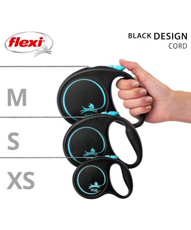 Flexi Black Design Cord Blue Small 5m Retractable Dog Leash for Dogs up to 12kg/26lbs - Buy Online on GoSupps.com