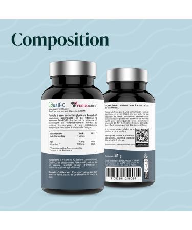 NOVOMA Iron Bisglycinate 14 mg + Vitamin C High Absorption Immunity & Anti-Fatigue 3 Months Cure Ferrochel Patented Iron Food Supplement 90 Vegan Capsules Made in France - Buy Online on GoSupps.com