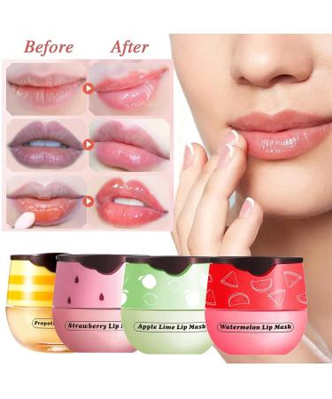 3 PCS Honey Pot Lip Balm & Exfoliating Lip Mask Set | Moisturizing Propolis & Vitamin E | Perfect Christmas Gifts for Dry Cracked Lips - Buy Online on GoSupps.com