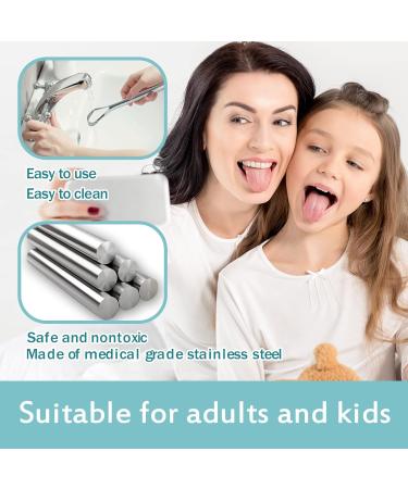 Dual Pack Tongue Cleaner Set for Adults & Children - Stainless Steel Tongue Scraper with Mini Hook - Best Oral Hygiene Tool - Buy Online on GoSupps.com