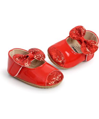 RVROVIC Baby Girl Moccasins - Infant Princess Sparkly Soft Sole Shoes - Size 12-18 Months (Red) - Buy Online on GoSupps.com