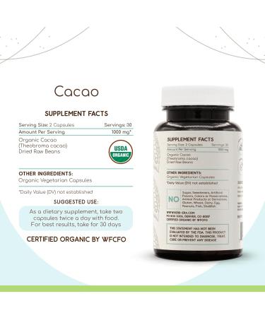 HerbEra Cacao USDA Organic 60 Capsules | Natural Herbal Supplement | Certified Organic Vegetarian Capsules and Organic Theobroma Cacao Dried Raw Beans (60 Capsules) 60 Count (Pack of 1) - Buy Online on GoSupps.com