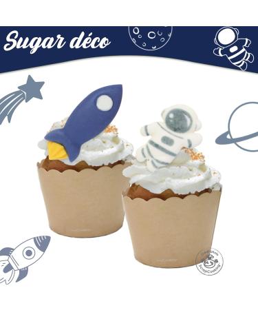 ScrapCooking 6985 Space Sugar Decorations for Pastries Desserts Cakes Biscuits Cupcakes Birthdays - Space Ship Astronaut Star Cake Design - Buy Online on GoSupps.com