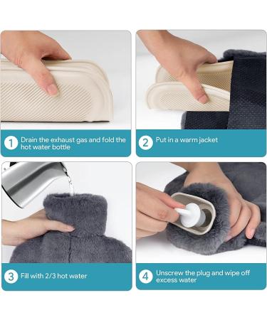 Moollyfox 2L Foot Warmer - Electric-Free Plush Heating Pad for Adults & Kids | Winter Soft Warm Foot Heat Bottle - Beige & Gray (38x32cm) - Buy Online on GoSupps.com