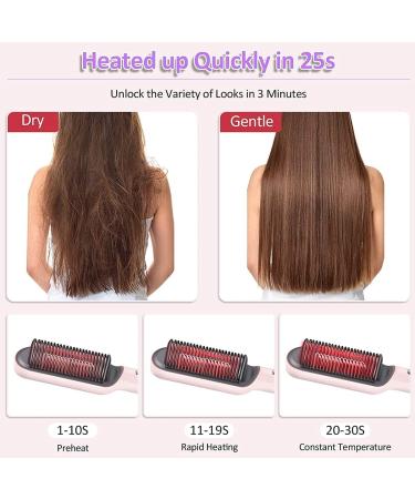 Ionic Hair Straightener Brush & Curler 2-in-1 | Fast Heating Anti-Scald 5 Temp Settings | Perfect for All Hair Types - Pink - Buy Online on GoSupps.com