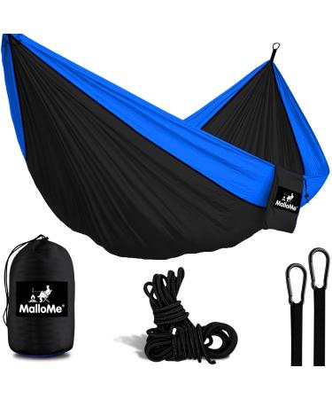 MalloMe Hammock - Camping Hammocks - Portable Hammock Kids Hammock Outdoor Hammock - Hamaca Double Hammock - 2 Person Hammock Tree Hammock - Hamock Travel Hammock - Backpacking Hammocks for Outside Black & Blue Medium