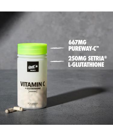 GHOST Basics Vitamin C + Glutathione Supplement for Men & Women 500MG PureWay-C 250MG L-Glutathione for Immune Health Support Detox & Cleanse Vegan Soy-Free & Gluten-Free - 60 Veggie Capsules Unflavored 60 Count (Pac  - Buy Online on GoSupps.com