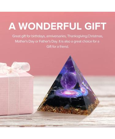 Hopeseed Orgone Pyramid - Amethyst & Obsidian Healing Crystal for Positive Energy, Stress Reduction, Chakra Reiki, and Meditation - Attracts Luck and Success - Buy Online on GoSupps.com