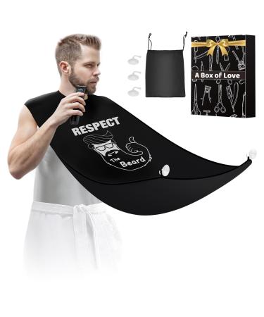 Beard Bib Shaving Apron Mens Gift for Husband Dad Stocking Stuffers Christmas Birthday Gifts for Men Boyfriend Him (Respect)