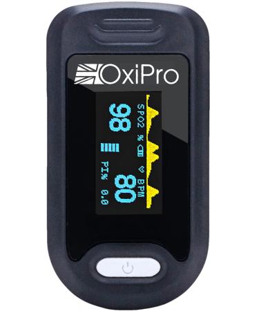 OxiPro OX2 - CE Certified - MHRA Registered Pulse Oximeter / Blood Oxygen Monitor - Finger Oxygen Saturation Monitor / SATS Monitor SpO2 for Adults and Child - UK Approved Medical Device