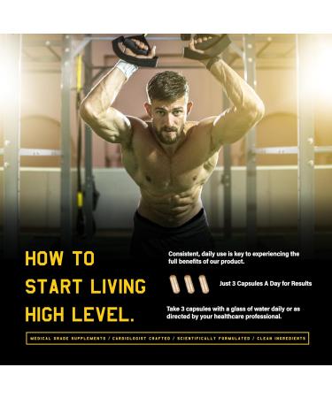 High Level Man | 12-in-1 Testosterone & Vitality Formula for Men | Tongkat Ali DIM Tribulus Ashwagandha Fenugreek Zinc & Maca & More | Energy Strength Performance Support Science - Buy Online on GoSupps.com