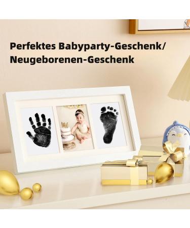 Pewingo Footprint & Handprint Baby Set | Ink-Free Stamp Pillows & Elegant Wooden Frame - Perfect Newborn Gifts for Babies Up to 6 Months - Buy Online on GoSupps.com