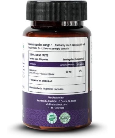 Potassium Citrate Supplement 99mg, Bone & Muscle Support, Potassium to Support Electrolyte Balance and Normal pH*, Essential Mineral (60 Veg Capsules) - Buy Online on GoSupps.com
