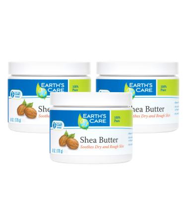 Earth's Care Pure Shea Butter, Hexane-Free, No Artificial Colors or Fragrances, Packed in USA 6 OZ. (3 Jars)