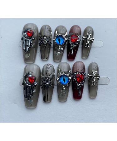 Evil Eye Nail Ornament 3D Alloy Spider Cross Moon Heart Nail Jewel with Rhinrhino Black Red Halloween Nail ornament Retro Gothic for DIY nail art nail decoration(Medium) - Buy Online on GoSupps.com