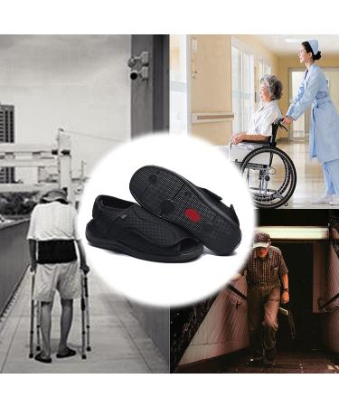Gycdwjh Men's Adjustable Orthopedic Diabetic Shoes - Wide Width Open Toe Slippers for Arthritis & Edema - Size 9 Black - Buy Online on GoSupps.com