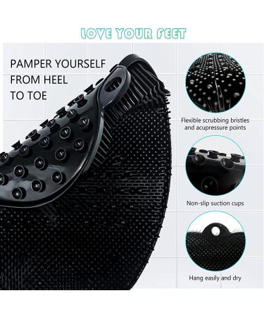 Silicone Shower Foot Scrubber Mat | Non-Slip with Suction Cups | Black Silicone Foot Brush for Dead Skin Removal and Massage - Buy Online on GoSupps.com