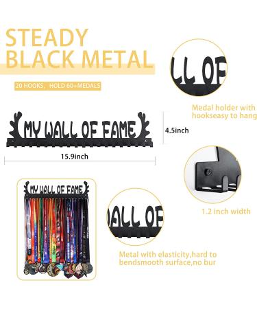 Goutoports Medal Holder Display - Wall of Fame Rack for Sport Race Runner - Sturdy Black Steel Metal - Easy Install, 60+ Medals - Buy Online on GoSupps.com