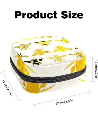 Stylish Menstruation Pad Bag with Zipper - Women's Golden Glitter Bee Napkin and Tampon Bag | Perfect for Women & Girls - Buy Online on GoSupps.com