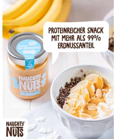 Naughty Nuts Organic Peanut Muscle Smooth | Vegan Peanut Butter | 100% Natural | No Palm Oil | No Sugar | Perfect Topping for Muesli | 500g - Buy Online on GoSupps.com