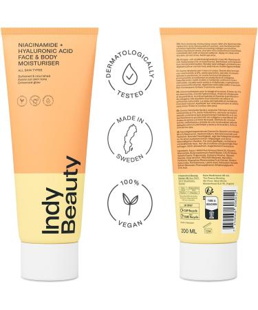 4% Niacinamide & Hyaluronic Acid Moisturiser 200ml - Boost Collagen Production Even Skin Tone & Tighten Pores - Nourish & Hydrate - Sea Buckthorn Extract & Panthenol - Fragrance Free - Indy Beauty - Buy Online on GoSupps.com