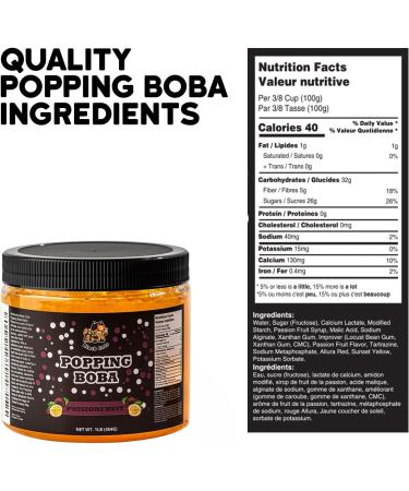 Popping Boba Pearls | 1LB (454g) | Bursting Tea Balls for Drinks Desserts Smoothies and Snack Toppings | Bubble Tea Tapioca Pearls Mix Kit (Passionfruit) - Buy Online on GoSupps.com