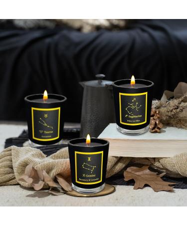 12 Scented Candles Gift Set - Black Glass Horoscope Jar Aromatherapy Candles | Soy Wax Votive for Parties Dinners & Camping - International Shipping Available - Buy Online on GoSupps.com