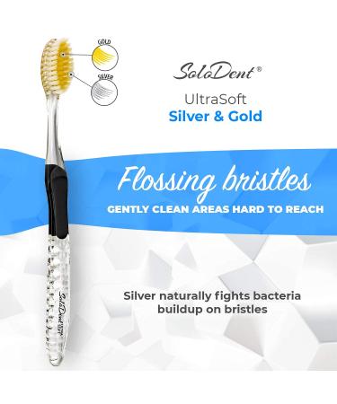 Solodent Ultra Soft Silver & Gold Toothbrush 4-Pack for Sensitive Teeth - Colors Vary - Buy Online on GoSupps.com
