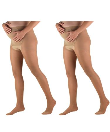 Truform Sheer Maternity Pantyhose 15-20 mmHg Compression Tummy Support 20 Denier Beige X-Tall 2 Count