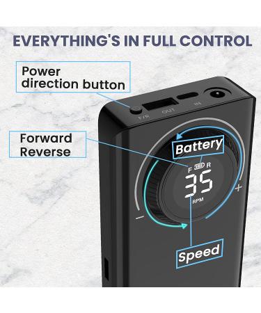 Delanie Rechargeable Electric Nail Drill Machine Kit - 35000RPM, USB-C, E-File Nail File with 6 Bits - Black - Buy Online on GoSupps.com