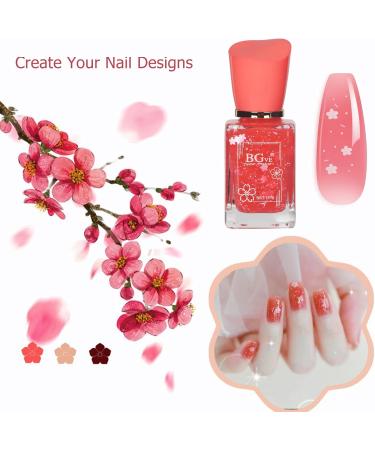 Nail Polish Set - Quick Dry Nail Polish - Pink Nail Polish with Glitter Flower - Long Lasting Chip Resistant Nail Polish for DIY Nail Art Manicure at Home - Buy Online on GoSupps.com