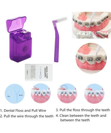 Portable Orthodontic Care Kit for Braces - Dental Travel Kit with Interdental Brush, Wax, Floss - Purple (8 Pcs) - Buy Online on GoSupps.com