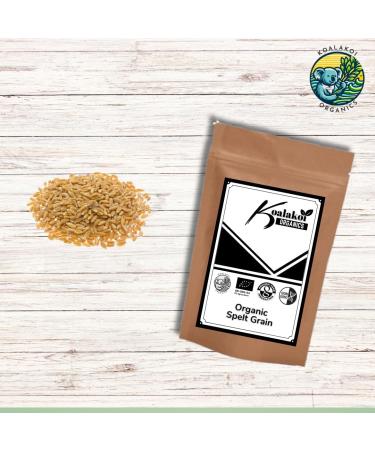 Koalakoi ORGANIC Certified Spelt Grain (400g - 4.5kg | Premium non-GMO 100% Natural no Additives or Preservatives | Packed with fibre and minerals Perfect for home cooking and baking (400g) - Buy Online on GoSupps.com