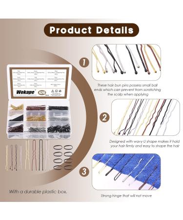 Wohap 420-Piece Bobby Pins & U-Shaped Hairpins Set with Mini Elastic Ties - Perfect for Women's Daily Hairstyles & Braids - Brown/Black/Gold/Silver - Buy Online on GoSupps.com