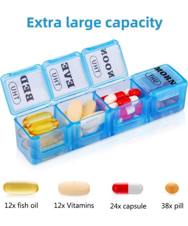 XL Large Weekly Pill Organizer with AM PM Compartments - 28 Days Monthly Medication Dispenser for Vitamins and Supplements - Buy Online on GoSupps.com