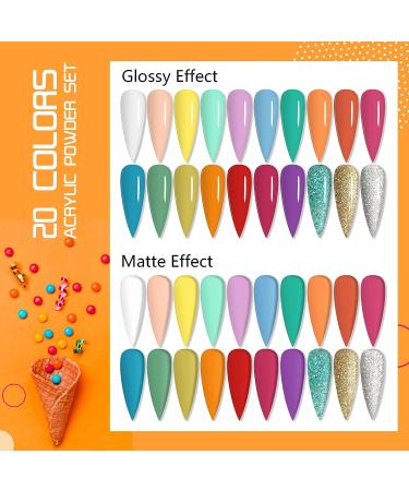 Saviland 20 Colors Acrylic Powder Set - Summer Series Nail Kit for Professional Acrylic Nails - Rainbow Polymer Powder for Extension and Carving - B-Chocolate and Rainbow - Buy Online on GoSupps.com