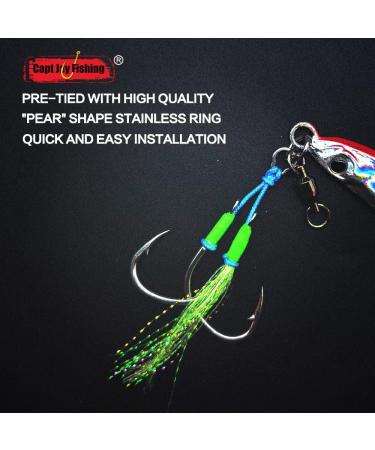 Capt Jay Fishing Assist Hooks - 3 pcs 5/0 Glow Green Jigging Hooks for Slow & Fast Jigs - Buy Online on GoSupps.com