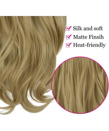 OMGRET Ash Blonde Ombre Halo Hair Extension - Wavy Curly Synthetic 18 Inch - Invisible Wire - Heat Friendly - No Clip - 4.2 Oz - Women's Hair Piece - Buy Online on GoSupps.com