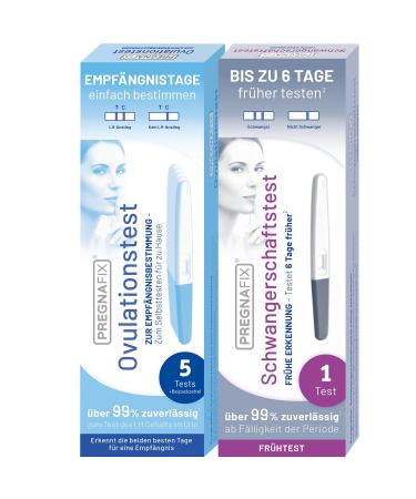 Pregnafix desire to have children 5 ovulation test strips + 1 pregnancy early test precise reliable & easy application quick results tests 6 days before the period missed