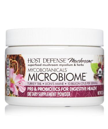 Host Defense  MycoBotanicals Microbiome Powder  Digestive Support with Probiotics  Mushroom Supplement  3.5 oz  Plain