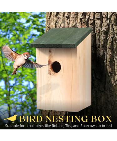 Garden Mile Traditional Wooden Bird House Slate Roof Wild Bird Nesting Box Garden Outdoor Patio Bird Care Accessories Garden Ornament (4x Traditional Wooden Bird Nesting Box) - Buy Online on GoSupps.com