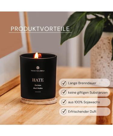 Candle Factory Hate Scented Candle | 220g Soy Wax Crystal Candle with Black Obsidian | Vegan Grapefruit Pepper & Cedar Fragrance in Glass - Buy Online on GoSupps.com