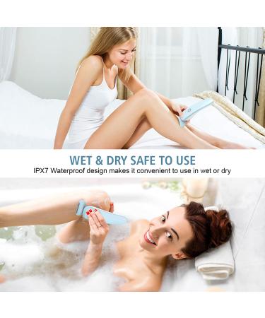 RenFox Electric Razor for Women with LED Light - Rechargeable 3-Blade Body Hair Removal for Legs, Underarms & Bikini Area - Wet/Dry Use - Blue - Buy Online on GoSupps.com