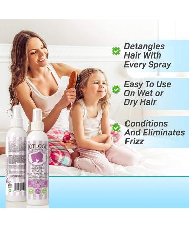 TotLogic Kids Hair Detangler Spray Lavender Bliss 2 Pack - 8 oz Toddler & Baby Leave In Conditioner with Essential Oils - Buy Online on GoSupps.com
