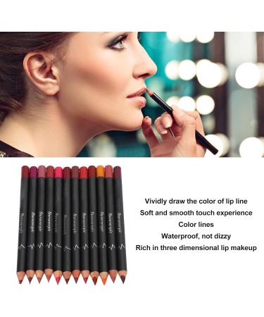 12-Pack Lip Liner Contour Pen Waterproof AntiSmudge Matte Lipstick Makeup Tool Set - Buy Online on GoSupps.com